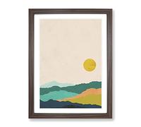 Nordic Minimalist Landscape No.3 Modern Framed Print | A4 Walnut Framed Wall Art | Ready to Hang | Minimalist Nature Picture | Living Room Bedroom Lounge Office