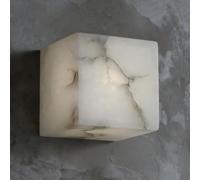 Nordic Minimalist Marble Bedside Wall Sconce Mid Century Alabaster Square Bedroom Wall Light Modern Hallway Cubic Block Wall Lamp for Living Room Bathroom Vanity Aisle Stairs Balcony