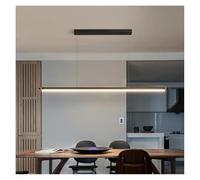 Nordic Minimalist Restaurant Chandelier Modern One Word Office Study Led Strip Lamps Dining Tables Pendant Light(Black-L150CM)