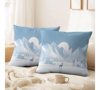 Nordic, Minimalist, Silhouette Cushion Covers Set of 2 Pack 65 x 60 CM - No Pillow Insert Decorative Covers Mountain, Moon, Deer for Sofa Bed Couch Outdoor Home Decorations