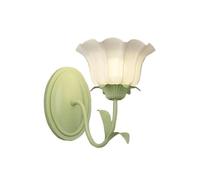 2 Light Bathroom Wall Sconce Tulip Milk Glass Flower Wall Mounted Double Lamp Vanity Light Over Mirror Nordic Modern Green Floral Wall Lamp for Girls Bedroom Bedside Hallway Living Room(Flower,1 light