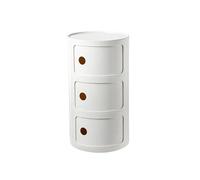 Nordic Modern Bedside Cabinet with Drawers & Sliding Door - Stylish Round Nightstand for Bedroom 2/3/4 Tier Plastic Storage Chest Functional & Space-Saving Design