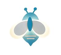 Nordic Modern Cute Cartoon Bee Wall Sconce Acrylic Shade Wall Light Iron Body Three-Color Mode Wall Lamp for Bedroom Living Room Bedside Hallway(Blue)