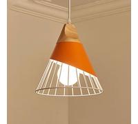 Nordic Modern E27 LED Chaner - Triangle Wire Pendant Light with Wooden Holder, Ideal for Dining Room, Kitchen Island, and Corridor Lighting (ge)