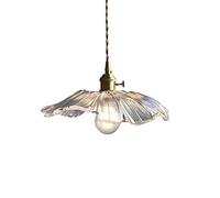 Nordic Modern Flower Shape Clear Glass Funnel Pendant Light Transparent Vintage Lamp American Restaurant Hotel Dinning Room Lighting Hallway Living Room Ceiling Illumination Decoration E27 Change for