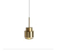 Nordic Modern Hanging Light Brushed Brass and Glass Lampshade Push Button Switch Antique Copper Pendant Lamps Cylindl Suspension Lights for Dining Room, Kitchen Island