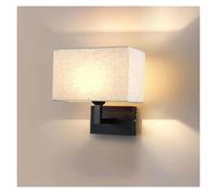 Nordic Modern Hotel Fabric Wall Lamp Creative Chinese Bedroom Bedside Light Stair Sconce Lighting(Beige)