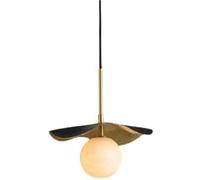 Nordic Modern Leaf Gold Black Hanging Lamp Globe Marble Shade Chandelier Copper Base Pendant Light Fixtures for Bedroom Living Room
