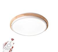 Nordic Modern LED Acrylic Ceiling Lamp Minimalist Wooden Round Shade Living Room Decor Hanging Lighting Ultra-Thin Dimmable Bedroom 24W LED Ceiling Light Study Office Hard-Wired Surface Mounting