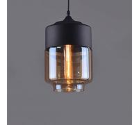 Nordic Modern Loft Amber Glass Pendant Light Fixture E27/E26 - Stylish LED Hanging Lamp for Kitchen Restaurant Bar Living Room Bedroom Decor