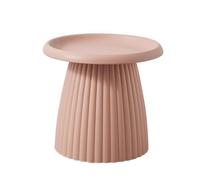 Nordic Modern Mushroom Coffee Table - Pink Ribbed Side Table for Small Spaces, 20" Diameter x 18" Height - Stylish Balcony Fur, Ideal for Living Room and Bedroom.