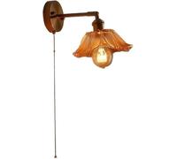 Nordic Modern Retro Flower Wall Lamp Adjustable Vintage Gold Wall Sconce with Clear Purple Amber Glass Pull Chain Switch for Dining Room Bedroom Entryway Cafe Restaurant Wall Light E26/E27 Base
