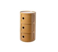 Nordic Modern Round Bedside Table with 2/3/4 Tier Storage Plastic Nightstand Chest with Drawers & Sliding Door Stylish Bedroom Furniture