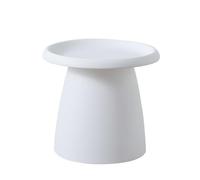 Nordic Modern Round Plastic Coffee Table - 20 x 20 x 18 Inch - Stylish Mushroom Design Side Table for Balcony, Living Room or Patio - Solid White Color, Simple and Compact