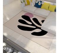 Nordic Modern Style Area Rug Minimalist Black Leaf Pink Dot Abstract Accent Rug Fashio Artwork Print Washable Carpet for Bedroom Studio 80x150cm