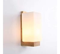 Nordic Modern Wall Mounted Luminaire Fashion Creative Oak Wooden Wall Lamp Square Art Natural Wood Glass Wall Lights Art Rectangle Wall Sconces For Bathroom Bedroom Corridor Decorative Fixture