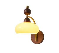 Nordic Modern Wall Sconce Lighting: Dark Walnut Wood & Brushed Brass, Elegant Opal Glass Globe Shade, Single Lamp for Bedroom, Living Room, Bedside, Hallway