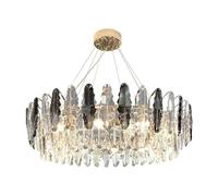 Nordic Modern Wave Crystal Long Chandelier for Bedroom Kitchen Model Home Hotel Oval Lamp House Decoration Accessories,Crystal Lighting/Cold White/Dia90Cm