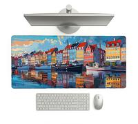 Nordic Mouse Pad 1200 x 400 x 3 mm Extended Large Mouse Mat, Keyboard Mousemat, Desk Mat Workspace Decor with Anti-Slip Base & Anti-Fray Edges, Waterproof Desk Accessories for Work (Small Town) L-x620