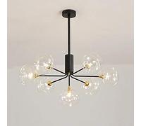 Nordic Murders Sputnik Chandeliers with 7 Deflated Glass Lampshade Creativity Pendant Light Globe Ceiling Light Living Room Dining Room Bedroom-Black 7-Light