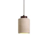 Nordic Natural Stone Pendant Light Cylinder Small Mid Century Modern Hanging Ceiling Rustic Wood Industrial for Dining Room Table Kitchen Island Farmhouse Bedroom Bathroom
