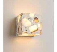 Nordic Natural Stone Square Wall Sconce, Indoor Vintage Farmhouse Bedroom, LED Marble Wall Light for Bedroom Foyer Kitchen Entryway Porch Farmhouse