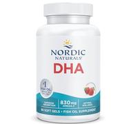 Nordic Naturals DHA, 830mg Omega 3 Capsules High Strength Omega 3 Fish Oil with EPA and DHA, Strawberry Flavour, 90 Softgels, Lab-Tested, Soy-Free, Gluten-Free