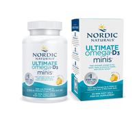 Nordic Naturals Omega-3 Fish Oil Heart & Brain Support + Vitamin D3 Ultimate 2X Mini 1120mg Lemon Flavour - 60 Mini Softgels