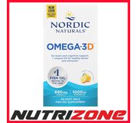 Nordic Naturals Omega-3D 690mg Heart Health Immunity, Lemon - 60 softgels