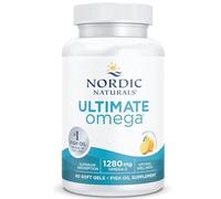 Nordic Naturals Ultimate Omega 3 Capsules High Strength Fish Oil Omega 3 Supplements 1280mg, with EPA DHA, High Dose, Lemon Flavour, 60 Softgels, Soy Free, Gluten Free