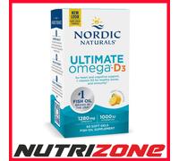 Nordic Naturals Ultimate Omega-D3 Fish Oil 1280mg Vitamin D3, Lemon 60 softgels
