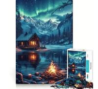 Nordic Nature Aurora Jigsaw 1000 Pieces for Adults Cognitive Toy Bonding Time Pattern Assembly Santa Wish Item (38x52cm)