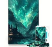 Nordic Nature Aurora Jigsaw Puzzles 1000 Pieces for Adults Focus Brain Toy Home Leisure Tight Edge Santa Wish Gift (50x75cm)