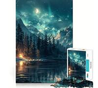 Nordic Nature Aurora Jigsaw Puzzles for Teenagers 1000 Pieces Reason Skill Toy Soothing Play Exact Cut Santa Wish Gift (38x52cm)
