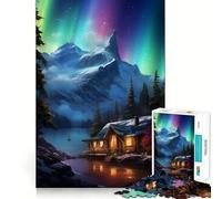 Nordic Nature Aurora Night 1000 Piece Jigsaw Puzzles for Adults Jigsaw Smart Game Together Fun Image Assembly Seasonal Gift (38x52cm)