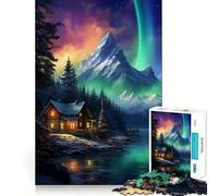 Nordic Nature Aurora Night 1000 Piece Jigsaw Puzzles for Adults Jigsaw Smart Game Together Fun Image Assembly Seasonal Gift (50x75cm)