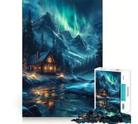 Nordic Nature Aurora Night Hard Jigsaw Puzzle for Adults 1000 Pieces Memory Lift Easy Leisure Image Assembly Artistic Gift (38x52cm)