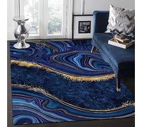 Nordic Navy Blue Gold Marble Rug Living Room Rug Bedroom Rug Kids Rug 3D Printed Soft Flannel Rug 140 X 200 Cm / 55.1 X 78.7 Inch - Polyester Soft Touch Easy Clean