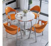 Nordic Office Conference Table Set with 3 Chairs Versatile Dining & Leisure Table for Home Balcony Stylish Round Table & Chair Combination Leather Finish