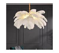 Nordic Ostrich Feather Chandelier Creative Led Pendant Home Decor Hanging Light Fixture Modern White Pendant Light for Dining Living Room Bedroom