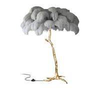 Nordic Ostrich Feather Floor Lamp - 3 Color Light Switch Gold Resin Body Tall Standing Bedside Lamp for Home Office Decor Elegant Gray 59x35in Unique Lighting