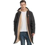 NORDIC OUTLAND Waterproof Winter Coat, Sherpa Lined Hooded Parka, Windproof Change Robe with 7 Pockets, Long Sleeve (UK, Alpha, L, Regular, Regular, Dark Grey)