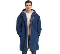 NORDIC OUTLAND Waterproof Winter Coat, Sherpa Lined Hooded Parka, Windproof Change Robe with 7 Pockets, Long Sleeve (UK, Alpha, XXL, Regular, Regular, Dark Blue)