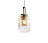 Nordic Pendant Lamp Clear Glass Polygon Drop Lights Copper Edging Spotlight Hanging Lamp Kitchen Island Light Fixture, Chaner for Bedroom Study Room Ceiling Light