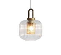 Nordic Pendant Lamp Clear Glass Polygon Drop Lights Copper Edging Spotlight Hanging Lamp Kitchen Island Light Fixture, Chaner for Bedroom Study Room Ceiling Light