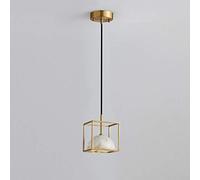 Nordic Pendant Lighting Ceiling Lamp Fixture Geometric Copper Lights with Marble White Lampshade, Minimalist Bedroom Bedside Suspension Light Fitting Kits for Living Room, 5W LED Droplight