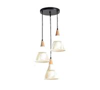 Nordic Pendant Lighting Iron Industrial Hanging Ceiling Light Fixture with Glass Shade for Kitchen Island Bedroom Hallway Living Room,3 Lights - Long