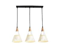 Nordic Pendant Lighting Iron Industrial Hanging Ceiling Light Fixture with Glass Shade for Kitchen Island Bedroom Hallway Living Room,Black,3 Lights-Round