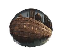 Nordic Pirate Ship Print Large Shower Caps,Elastic Band Hair Cap,Double Waterproof Layers Bath Hair Hat,For Women Men Kids