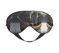 Nordic Pirate Ship Print Soft Eye Mask for Women Men Comfortable with Adjustable Strap for Travel Yoga Nap Shift Work